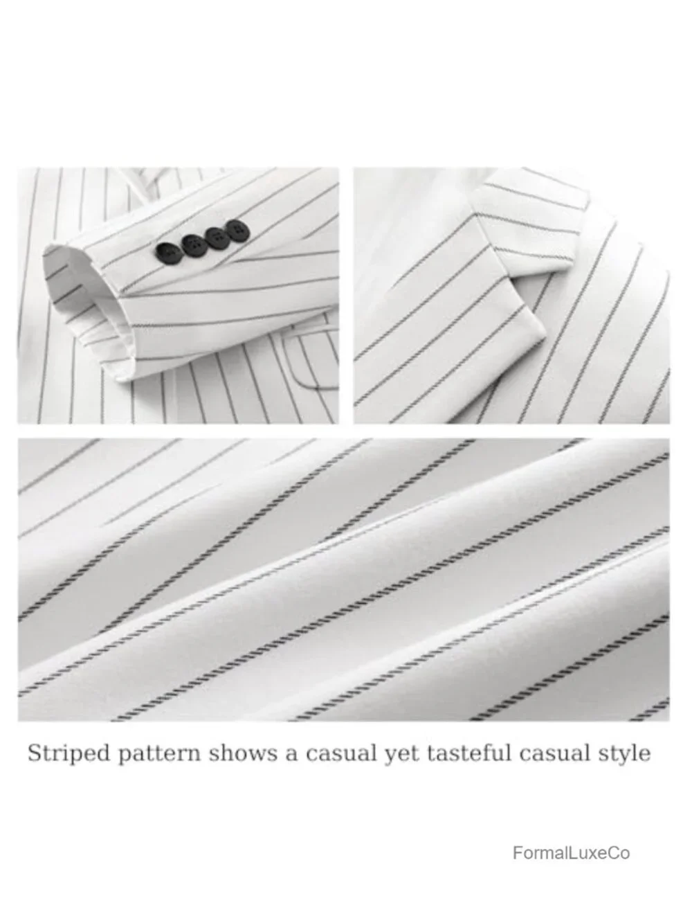 Men's 3 Piece Pinstripe Suit Slim Fit Blazer Vest Pants